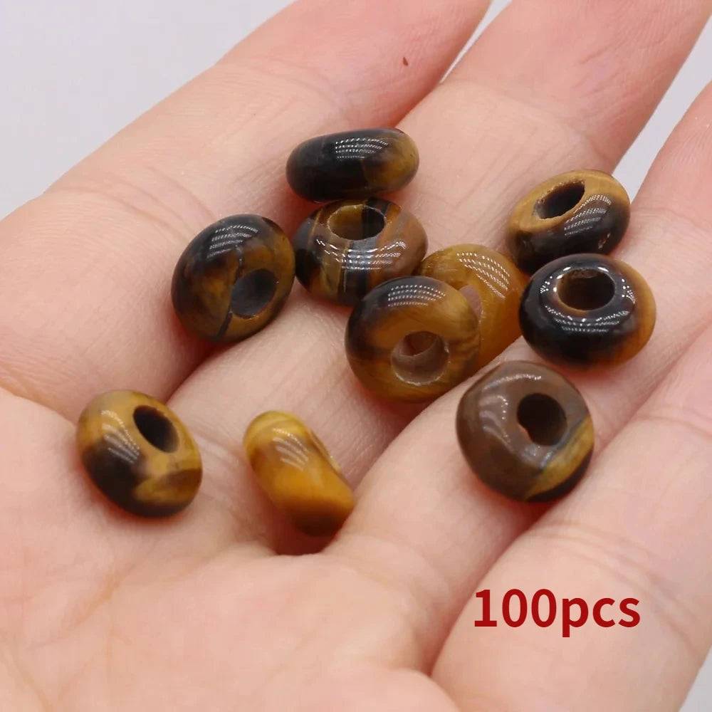 Großhandel 100 Stück Natursteinperlen, großes Loch, Abacus-Form, Agts-Steinperlen für die Herstellung von Schmuck, Halsketten, Loch 4 mm, Größe 5 x 10 mm