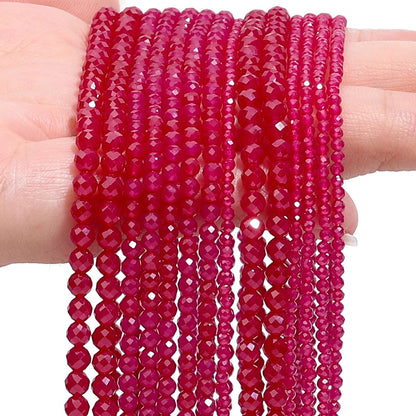 Natürliche Rubin-Korund-Perlen, facettiert, 2, 3, 4 mm, rund, lose Distanzperlen für Schmuckherstellung, DIY, schmales Armband-Zubehör