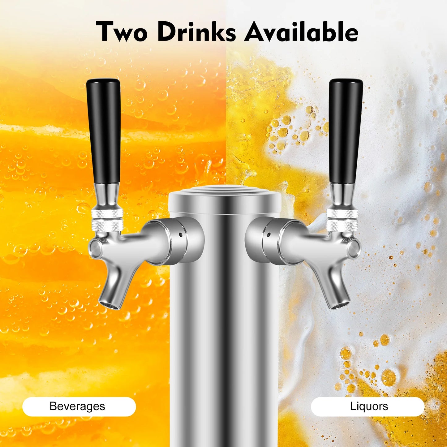 Doppeltappiger Edelstahl-Bierzapfturm für Bars/Restaurants, Kupferkonstruktion, Auslaufsichere Doppel-Getränkespender