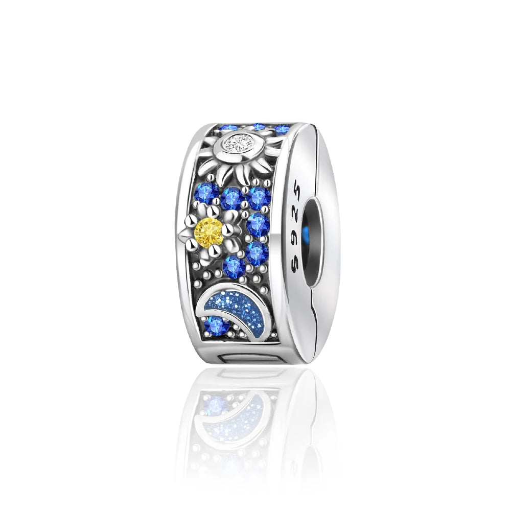 Blue Series Charm-Anhänger aus 925er-Sterlingsilber, Saphir, Baum des Lebens, Flasche, Elefant, Planet, Ozean, Herz, passend für DIY-Armbänder, Halsketten, Geschenke