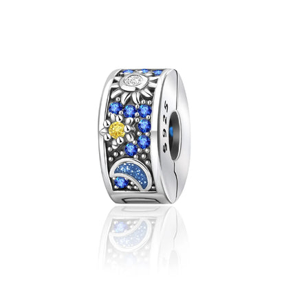 Blue Series Charm-Anhänger aus 925er-Sterlingsilber, Saphir, Baum des Lebens, Flasche, Elefant, Planet, Ozean, Herz, passend für DIY-Armbänder, Halsketten, Geschenke