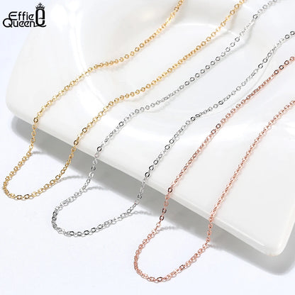 Effie Queen 100% 925 Sterling Silber Basis-Kettenhalsketten Box/Schlangen-/Chopin-/Figaro-Kette mit Perlen 40-60cm Unisex DIY Alltagskleidung