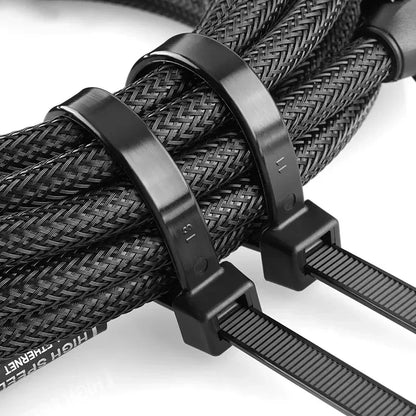 5*150-8*500 selbstsicher ndes schwarzes Nylon-Kabel band aus starkem Kunststoff mit fester Schnalle
