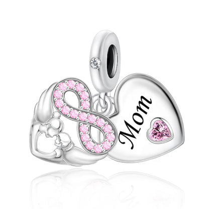 Charm-Anhänger aus 925er-Sterlingsilber mit Oktopusperlen und Stammbaum und Herz, passend für Schlangenarmband, Boutique-Halskette, rosa Anhänger, Geschenk