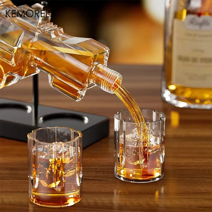 KEMORELA Revolver Glas Dekanter Whisky Glas Set Wein Spender Bar Trinkbehälter Glasflasche Exquisite Herrengeschenke