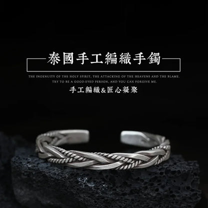 925 Sterling Silber Twisted Woven Armband Mann Frauen Neutral Retro Original Handgemachte Öffnung Armreif Mode Party Schmuck Geschenke