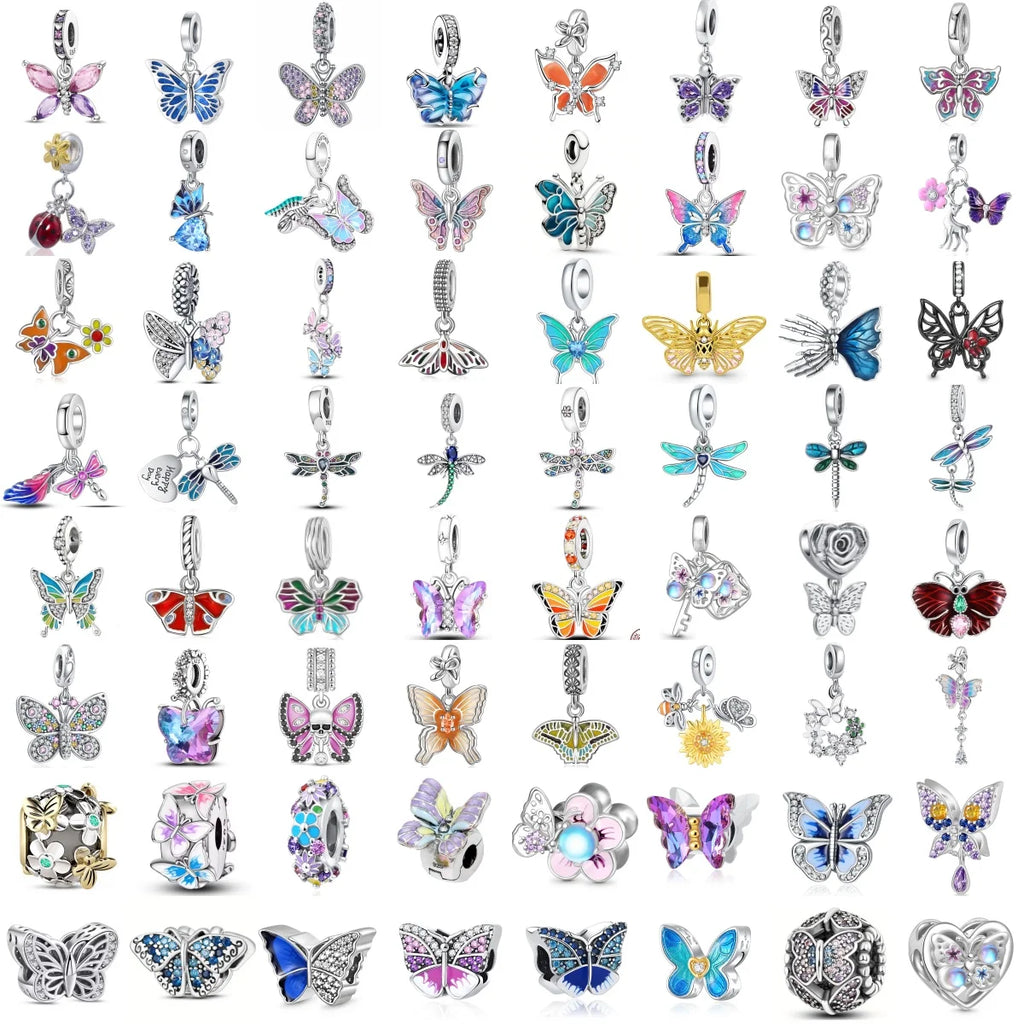 2025 Neu in Original 925 Sterling Silber Bunte Exquisite Schmetterling Serie Charm Fit Armband Halskette DIY Frauen Schmuck Geschenk