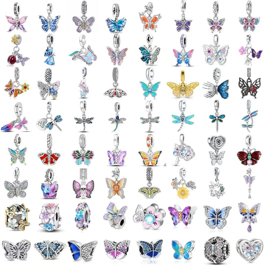 2025 New in Original 925 Sterling Silver Colorful Exquisite Butterfly Series Charm Fit Bracelet Necklace DIY Women's Jewelry Gift