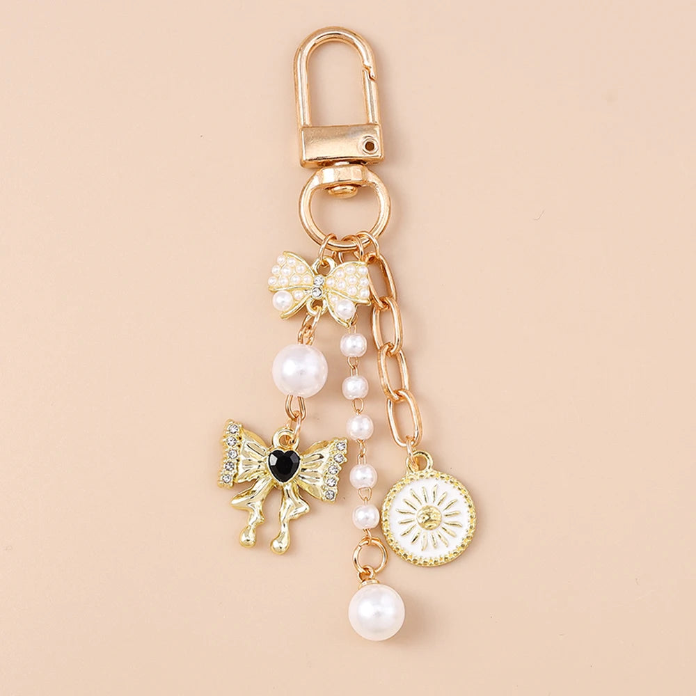 Aihua süße Y2K Metall Perle Liebe Herz Schleife Schlüsselanhänger für Frauen Mädchen Handtasche Anhänger DIY Schlüsselanhänger handgemachte Schmuck Geschenke