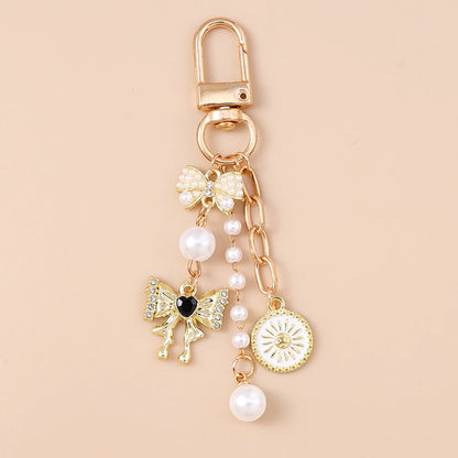 Aihua süße Y2K Metall Perle Liebe Herz Schleife Schlüsselanhänger für Frauen Mädchen Handtasche Anhänger DIY Schlüsselanhänger handgemachte Schmuck Geschenke