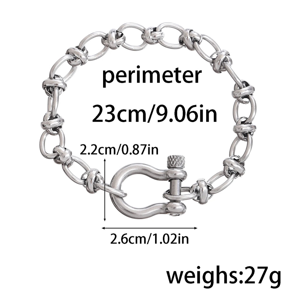 Pferdeschuh-Knoten-Armband für Männer und Frauen, Edelstahl, minimalistisches Silberkettenarmband, Schnalle, abnehmbare Armbänder, Schmuck, Geschenk
