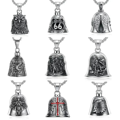 Vintage Christian Jesus Kreuz Glocke Anhänger Motorrad Glocke Halskette Punk Biker Religiöser Exorzist Glücksschmuck für Herren