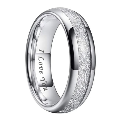 iTungsten 6/8mm Männer Frauen Helle Verlobung Hochzeit Band Wolfram Meteorit Ring Modeschmuck I Love You Graviert
