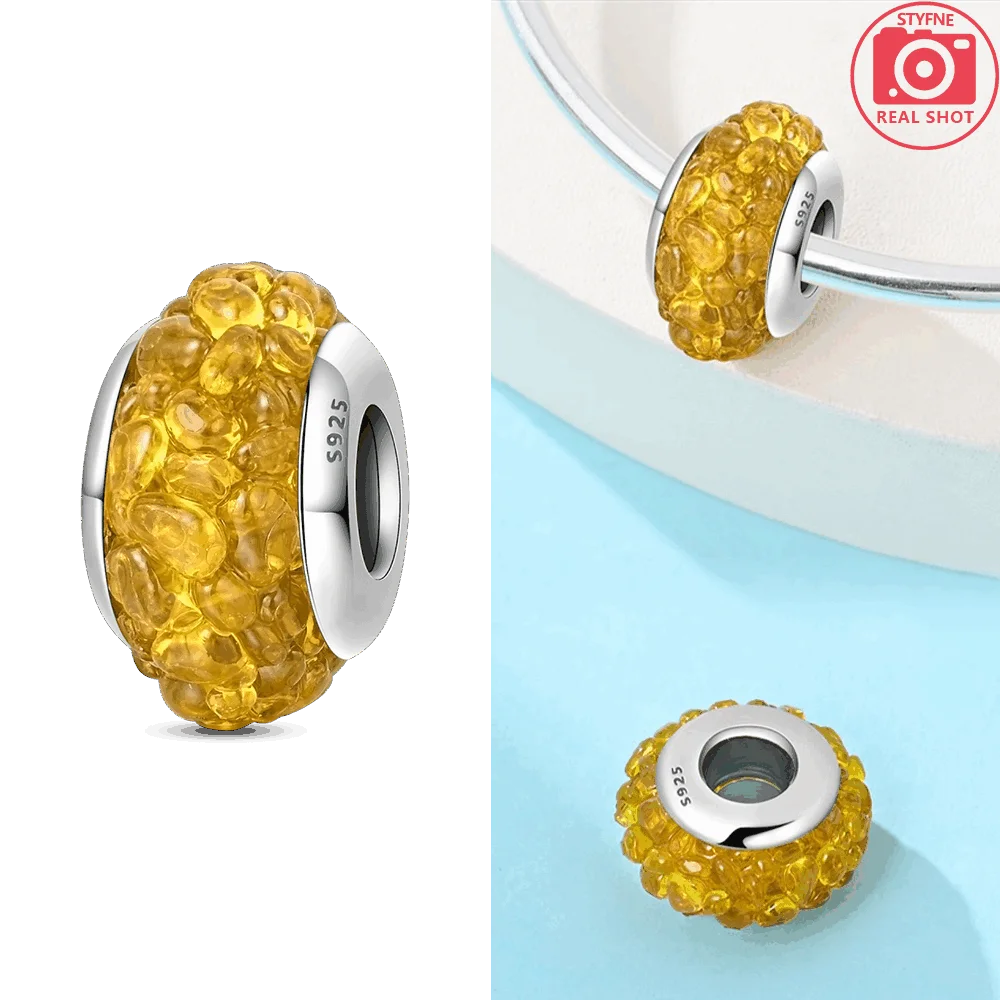 Original funkelnde Charm-Perlen aus 925er-Sterlingsilber, Gold, Rose, heller Stern, Herz, passend für Armbänder, DIY-Jubiläums-Schmuck, Geschenk