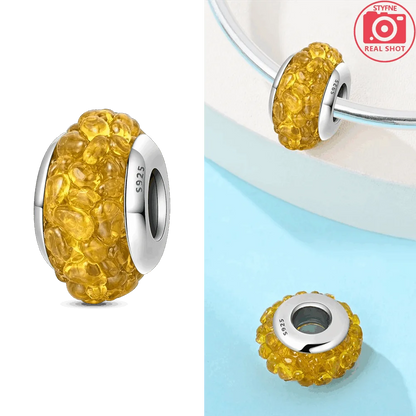 Original funkelnde Charm-Perlen aus 925er-Sterlingsilber, Gold, Rose, heller Stern, Herz, passend für Armbänder, DIY-Jubiläums-Schmuck, Geschenk