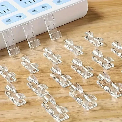 5-1000 Stück Transparente Kunststoff-Kabelclips - Durchsichtige Kabelorganisatoren für Wand- und Schreibtisch-Kabelmanagement, Selbstklebende Kabelhalter