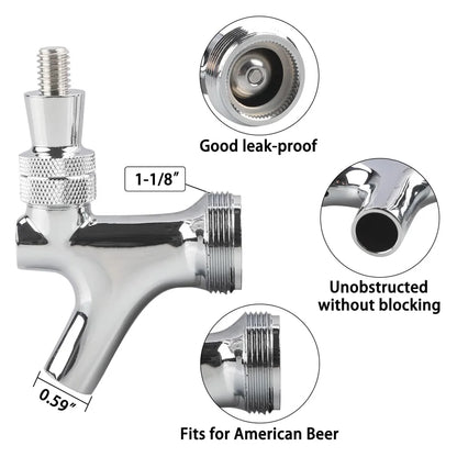 Fassbier-Wasserhahn, verchromte Kegerator-Bierhahn-Wasserhähne mit 1/4 Zoll Messingrohr-Winkel, selbstgebrautes Turmschaft-Baugruppe