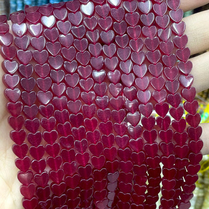 6MM Natürliche Herz Form Rubin Rot Chalcedon Lose Spacer Perlen Für Schmuck Machen DIY Armband Ohrringe Halskette Zubehör 7,5