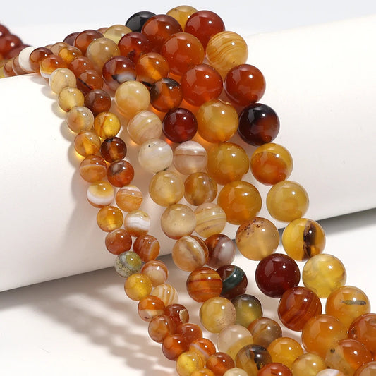 1 Strang Natursteinperlen Bernsteinfarbene Achatperlen Runde lose Perlen für DIY Schmuckherstellung Halskette Armband Großhandel