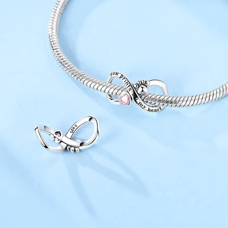 Charm-Anhänger aus 925er-Sterlingsilber für immer, Familie, unendliche Liebe, passend für Original-Armbänder, DIY-Edelschmuckherstellung, Geschenk