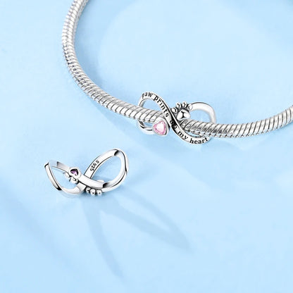 Charm-Anhänger aus 925er-Sterlingsilber für immer, Familie, unendliche Liebe, passend für Original-Armbänder, DIY-Edelschmuckherstellung, Geschenk