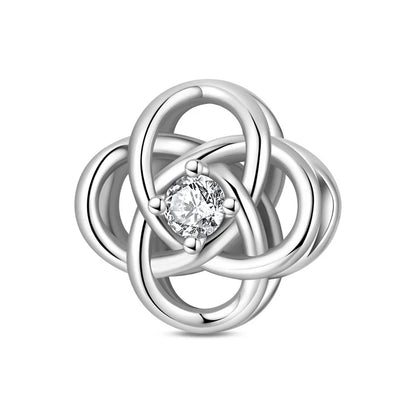 Romantische Schleifenperlen aus 925er-Sterlingsilber und herzförmiger, unendlicher baumelnder Charm, passend für Armbänder, schöne Schmuck-Accessoires, Geschenke