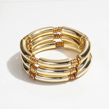 Vintage Chunky Bamboo Elbow Acrylic Bracelets for Women Men Rock Punk Stretch Large Curved Tube Stacking Bangle Couple Jewelry Gifts