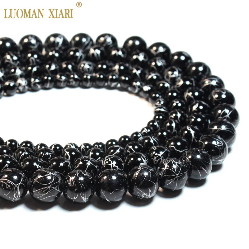 Großhandel Schwarz Onyx Achat Runde Naturstein Perlen Für Schmuck Machen DIY Armband Halskette Charms 4/6/8/10/12/mm Strang 15''