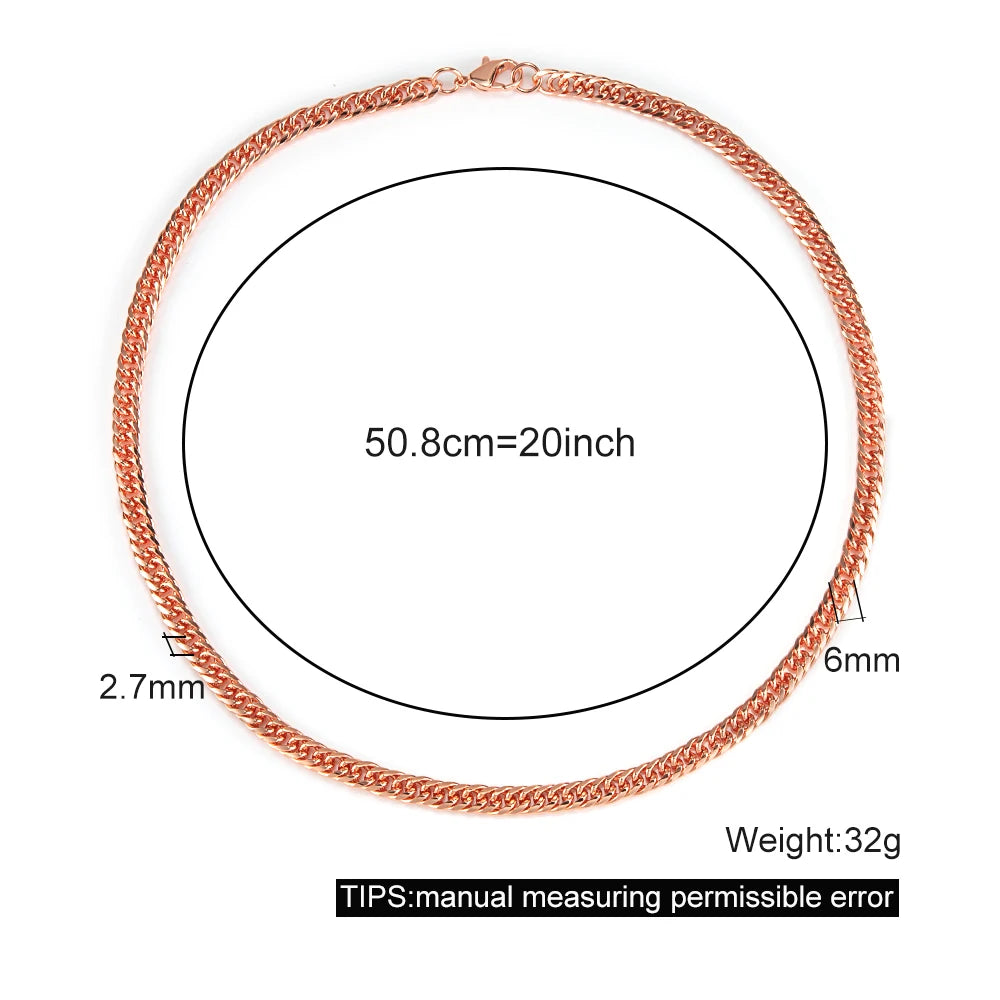 Vinterly Lange Halskette mit kubanischer Kette für Männer und Frauen, rotes Kupfer, verstellbar, 20/22 Zoll, gedrehte Halsketten, kratzfester Kettenschmuck