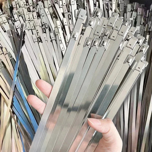 100 Stück Edelstahl-Kabelbinder, Auspuffband, beschichtete, verriegelbare Metall-Kabelbinder, multifunktionale, verriegelbare Auspuff-Kabelbinder