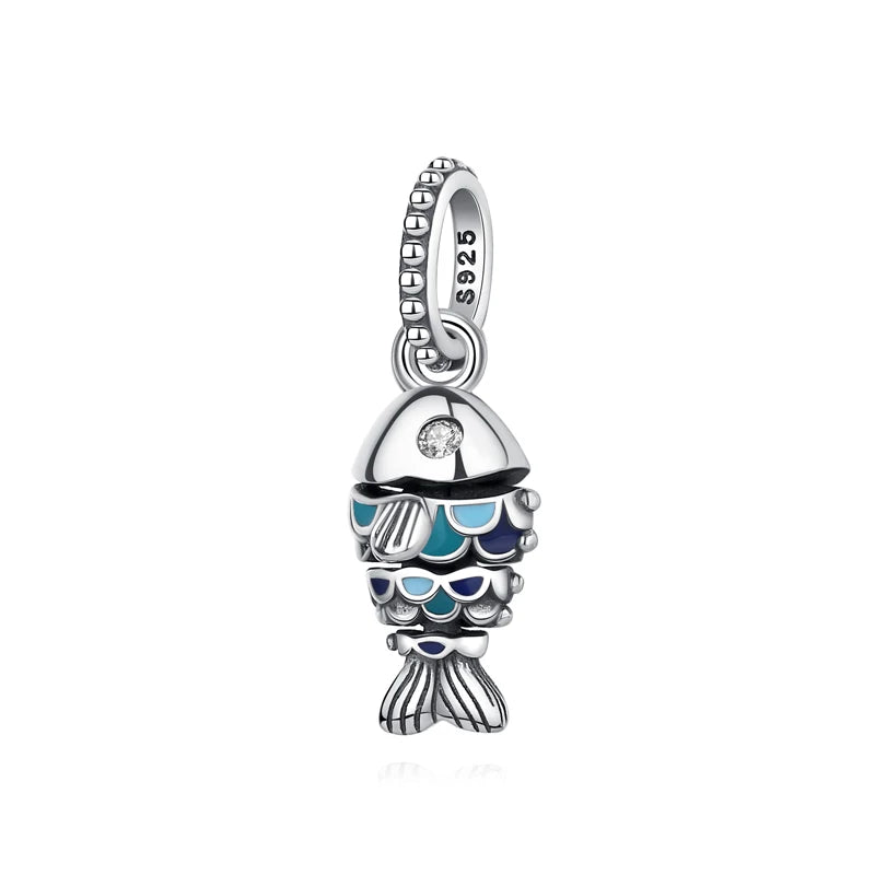Original 925 Sterling Silber Charms Meeresschildkröte Anhänger Kristall Perlen Fit Marke Armbänder Halsketten Diy Schmuck Für Frauen