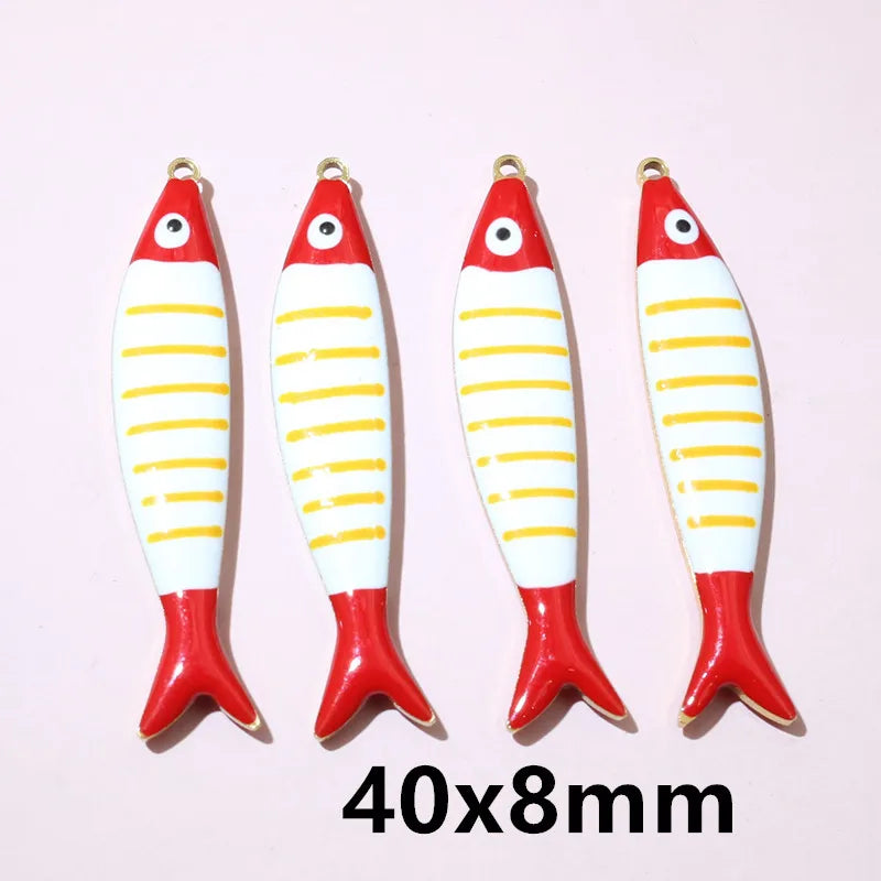 10 Stück Edelstahl Emaille Streifen Fisch Charms Anhänger 40x8/40x14mm DIY Schmuck Herstellung Zubehör für Halsketten Ohrringe