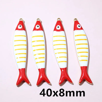 10 Stück Edelstahl Emaille Streifen Fisch Charms Anhänger 40x8/40x14mm DIY Schmuck Herstellung Zubehör für Halsketten Ohrringe