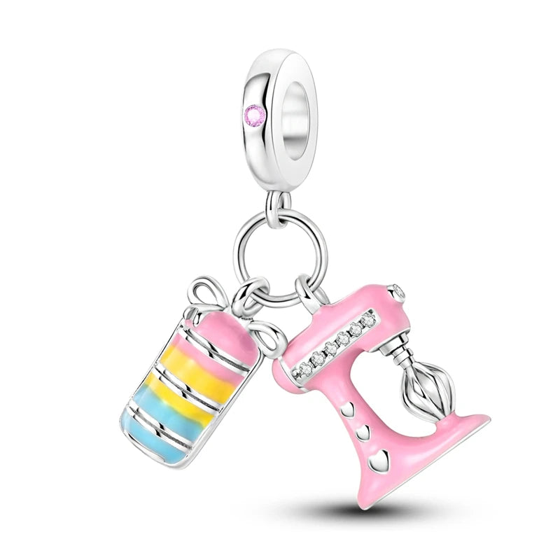 Neue 2025 925 Sterling Silber Charms Perlen Liebe Herz Rosa Original Charm Anhänger Fit Charm Armbänder DIY Schmuck Geburtstag Geschenk