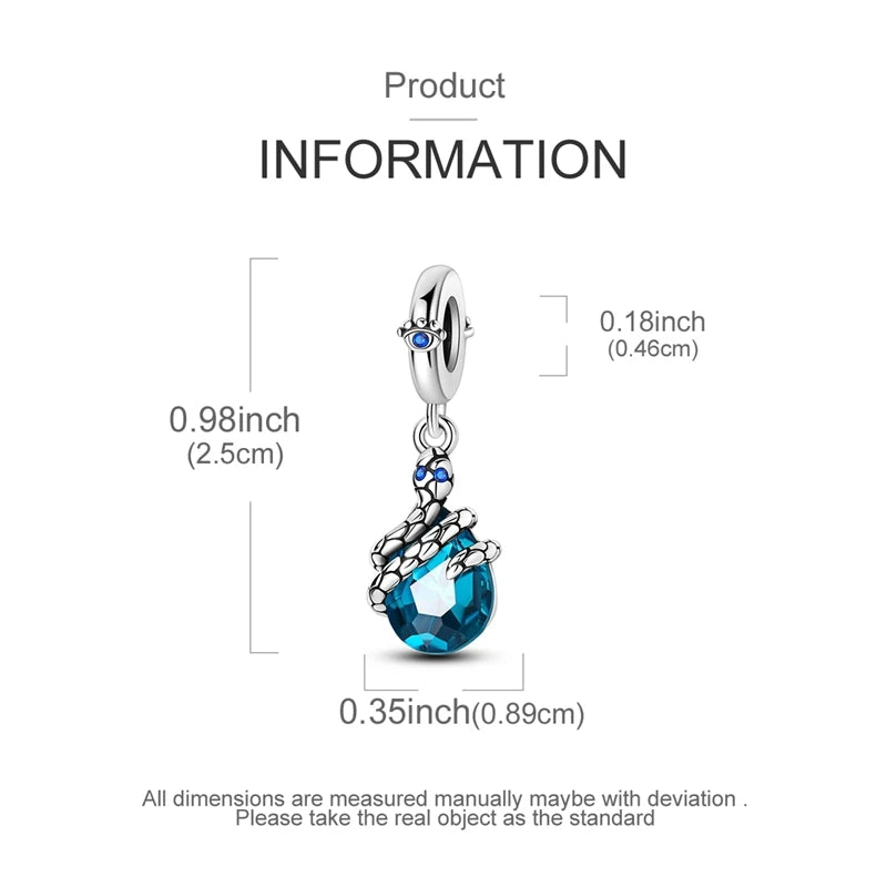 Neu im 925er-Sterlingsilber, Charms-Perlen, blaues Herz, Schlange, Delfin, Anhänger, Schmuck, passend für Original-925-Armbänder für Frauen, DIY-Geschenk