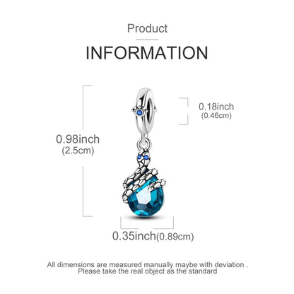Neu im 925er-Sterlingsilber, Charms-Perlen, blaues Herz, Schlange, Delfin, Anhänger, Schmuck, passend für Original-925-Armbänder für Frauen, DIY-Geschenk