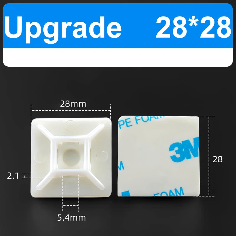 100PCS Selbstklebende Positionierung Upgrade Starker Kleber Sucker Kabelbinder Basen Montieren Draht Befestigung Sitz Linie Organizer Abnehmbare Wand
