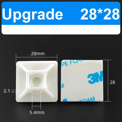 100PCS Selbstklebende Positionierung Upgrade Starker Kleber Sucker Kabelbinder Basen Montieren Draht Befestigung Sitz Linie Organizer Abnehmbare Wand