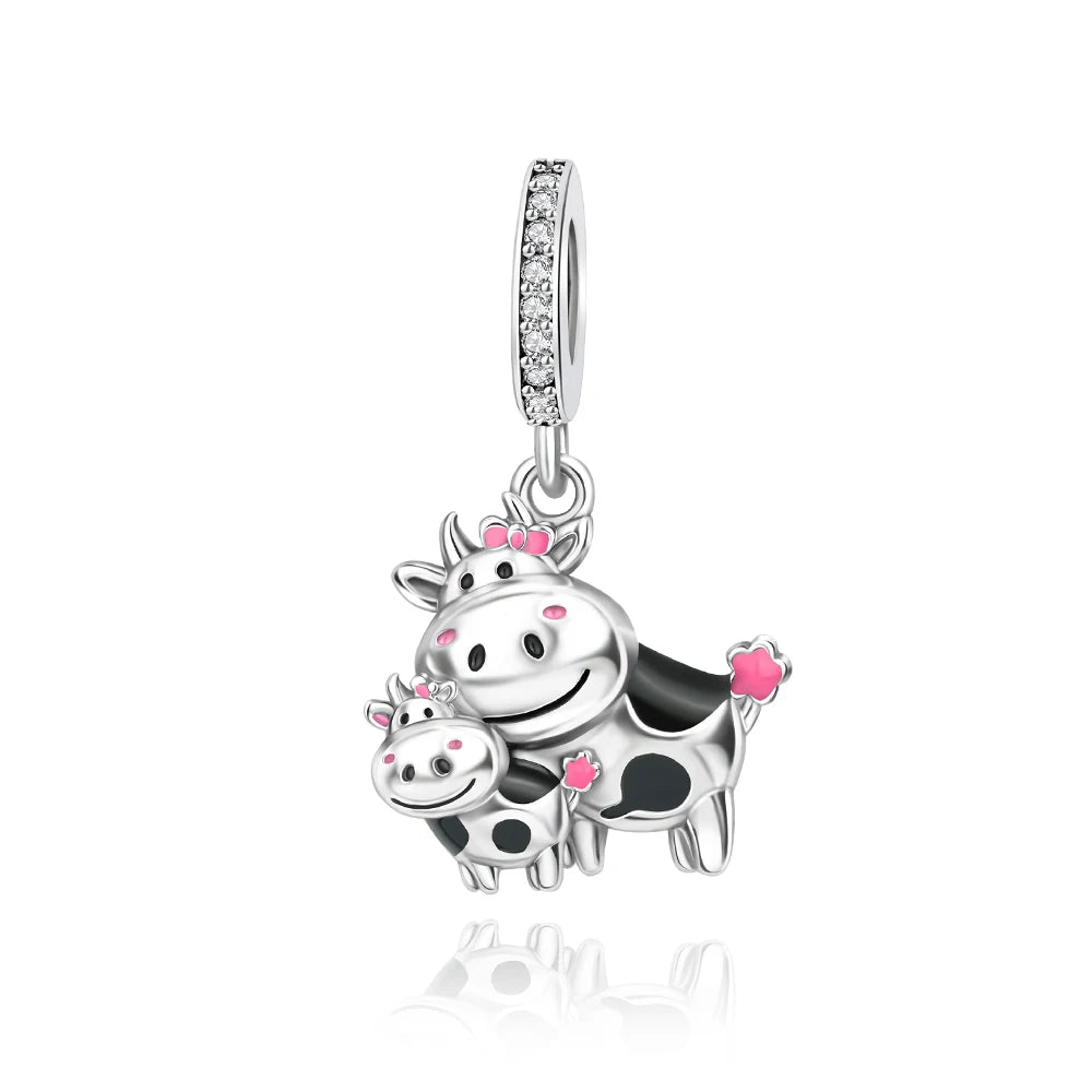 Animal Series Charms aus 925er-Sterlingsilber, Kaninchen, Katze, Pfau, Elefant, Türkei, Hund, passend für DIY-Armbänder, Halsketten, niedliche dekorative Geschenke