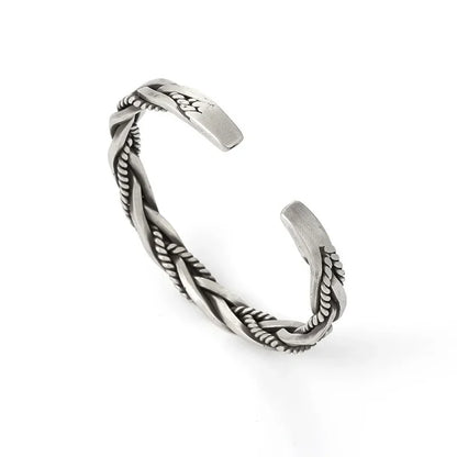 925 Sterling Silber Twisted Woven Armband Mann Frauen Neutral Retro Original Handgemachte Öffnung Armreif Mode Party Schmuck Geschenke