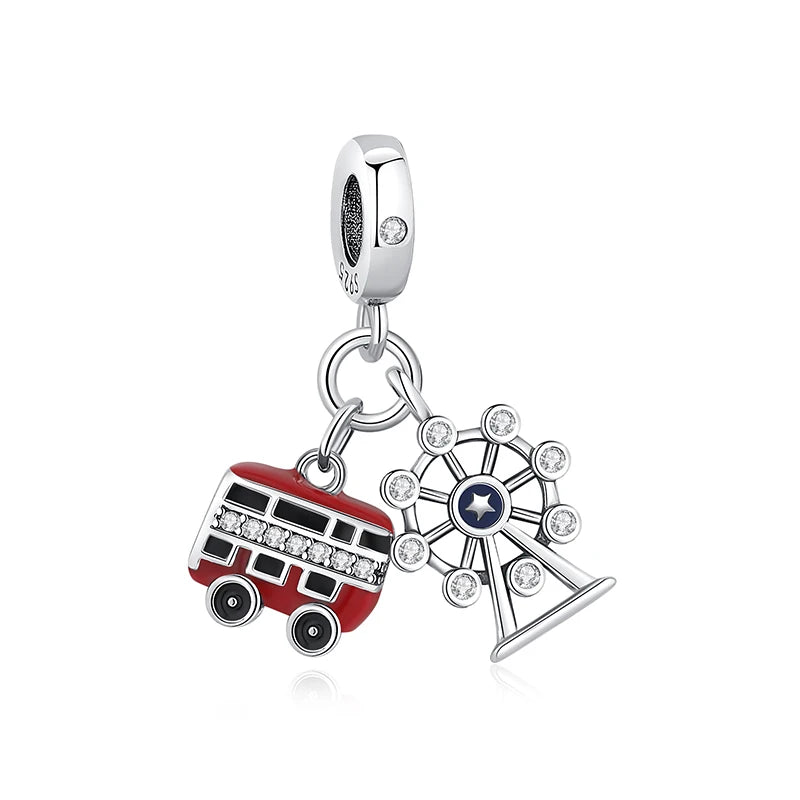 Original 100% 925 Sterling Silber Charm Bead Reise Taxi Motorrad Riesenrad Charms Fit Pandora Armbänder Frauen Diy Schmuck