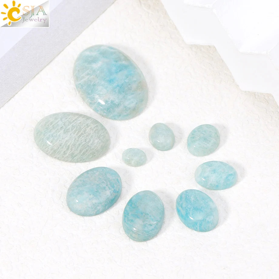 1pc Naturstein Perlen Amazonit Cabochon Oval Flache Lose Perlen für DIY Schmuck Machen Halskette Ring Anhänger Zufällige Farbe h755