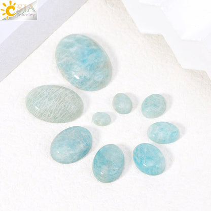 1pc Naturstein Perlen Amazonit Cabochon Oval Flache Lose Perlen für DIY Schmuck Machen Halskette Ring Anhänger Zufällige Farbe h755