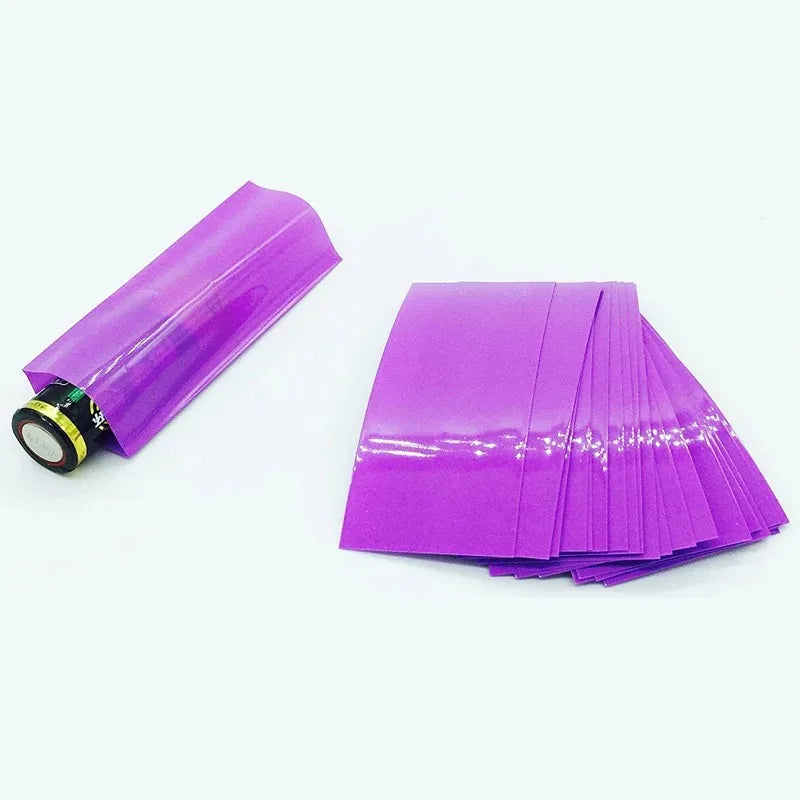 100 Stück flache PVC-Schrumpfschläuche, Batteriefolie für 18650 Lithium-Batterie, Schrumpfschlauch, sortiertes Kit, selbstklebender Isolator