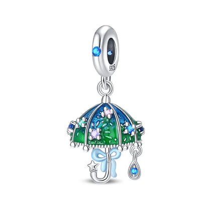Niedlicher Raupenperlen aus 925er-Sterlingsilber, Schnecke und Bienen, vierblättriges Kleeblatt, baumelnder Charm, passend für Armbänder, bunte Anhänger-Geschenke