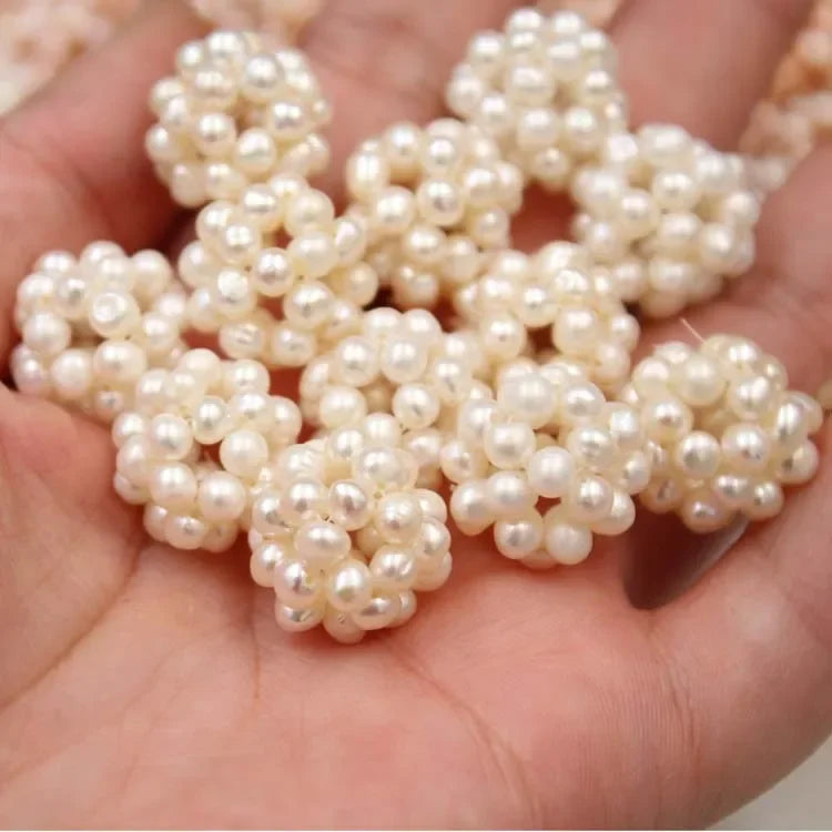 12mm 16mm Blumenkugel Perlen Handgeflochtener Schmuck DIY für Halskette Ohrringe Barock Elegante natürliche Süßwasserperlen