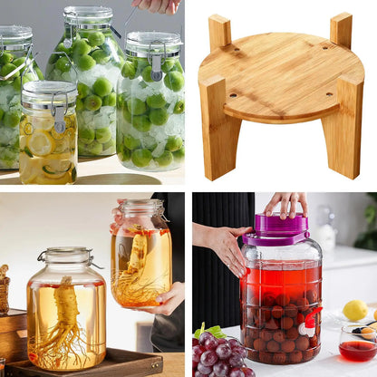 Spenderständer, runde Basis, Holz, Partyzubehör, Wasser, Saftkrug, Spenderbasis für Restaurant, Bar, Hochzeit, Geburtstag, Buffet