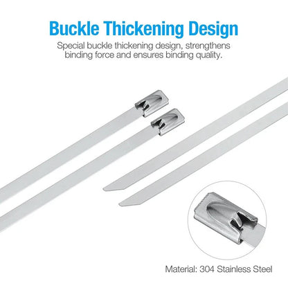 100 Stück Edelstahl-Kabelbinder 304 #   Metall-Kabelbinder mit Selbstverriegelung 4,6mm Hochbelastbare Metall-Auspuffbinder mit Verschluss