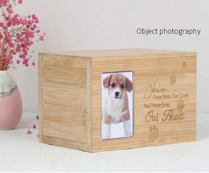 Haustier-Urnen für Hunde, Asche, elegante, geschenkbare Haustier-Gedenkbox mit Bilderrahmen, sichere Erinnerungsurne aus Holz für Haustiere