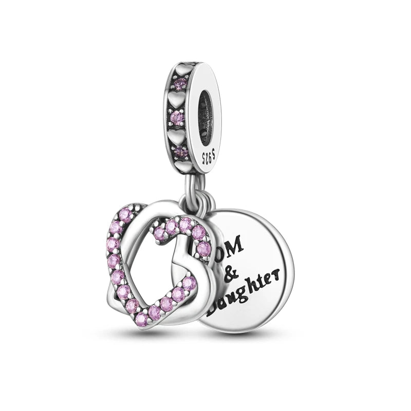 Neue 2025 925 Sterling Silber Charms Perlen Liebe Herz Rosa Original Charm Anhänger Fit Charm Armbänder DIY Schmuck Geburtstag Geschenk